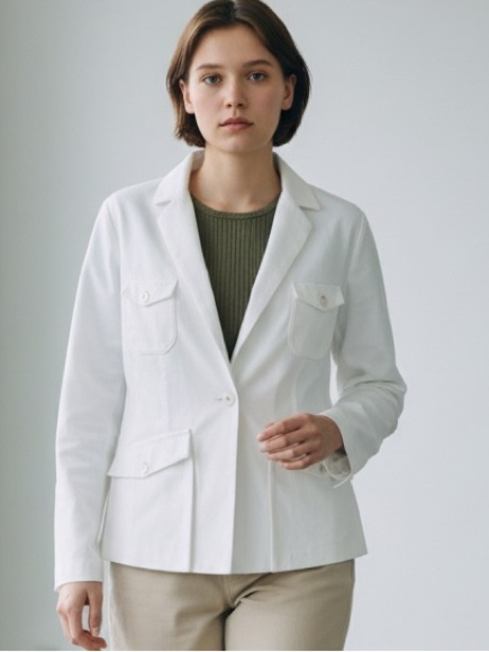 Anthropologie | White Neve Utility Blazer Jacket Size 6